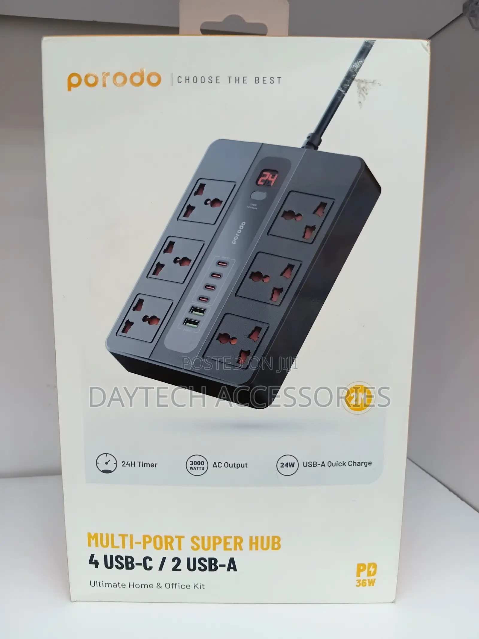 This Is A Porodo Multi-port Power Strip 6 Ac Outlets And 6 Usb Ports.