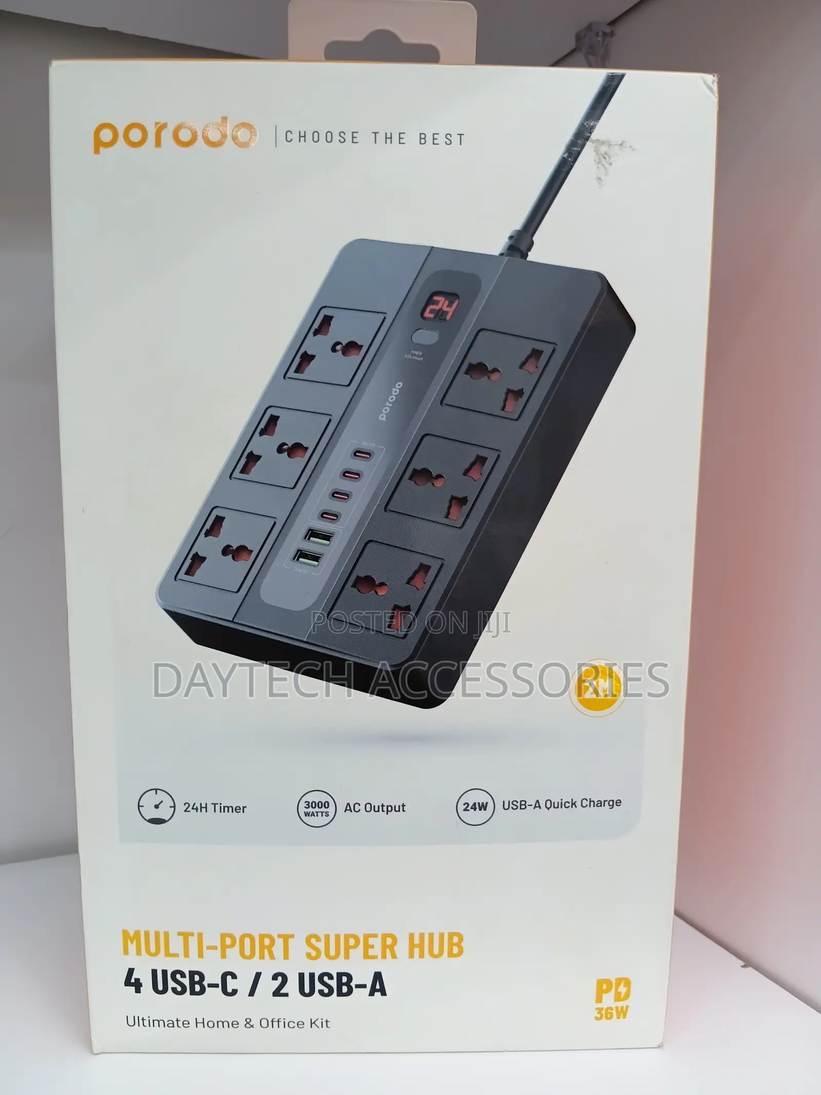 This Is A Porodo Multi-port Power Strip 6 Ac Outlets And 6 Usb Ports.