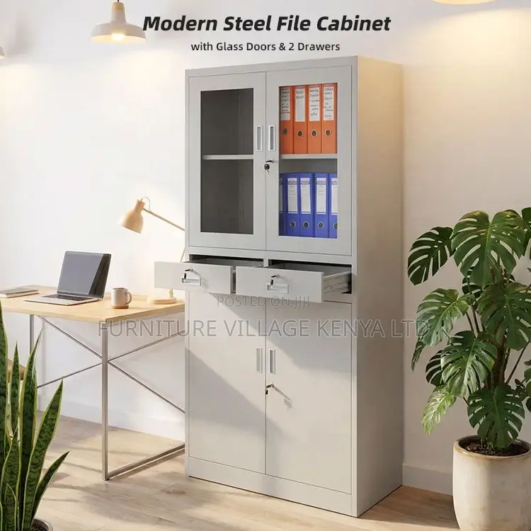 Modern 2-Door File Cabinet With Drawer's