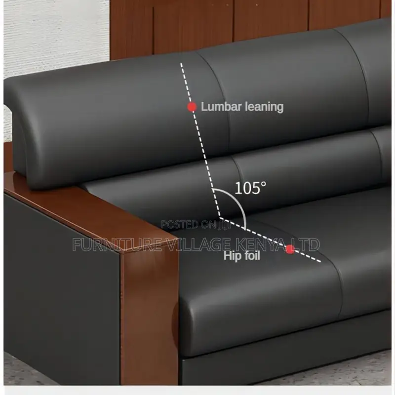 5-Seater Leather Black Office Sofa.