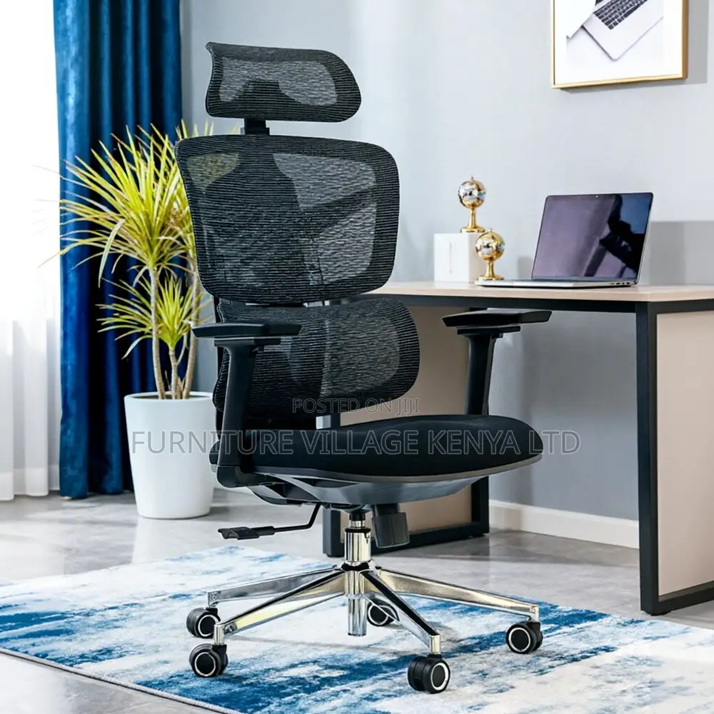 Black Orthopedic Swivel Office Chair.