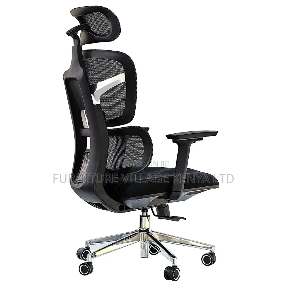 Black Orthopedic Swivel Office Chair.
