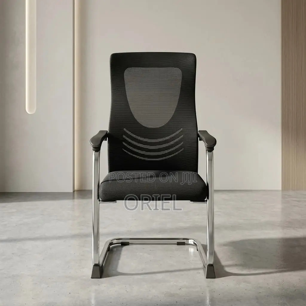 Office Chair : Breathable Black Mesh Office Visitor Waiting Chair