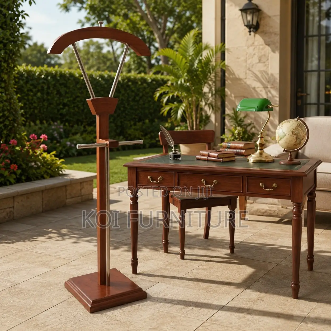 Dressers; Mahogany Home Office Deskside Coat Hanger