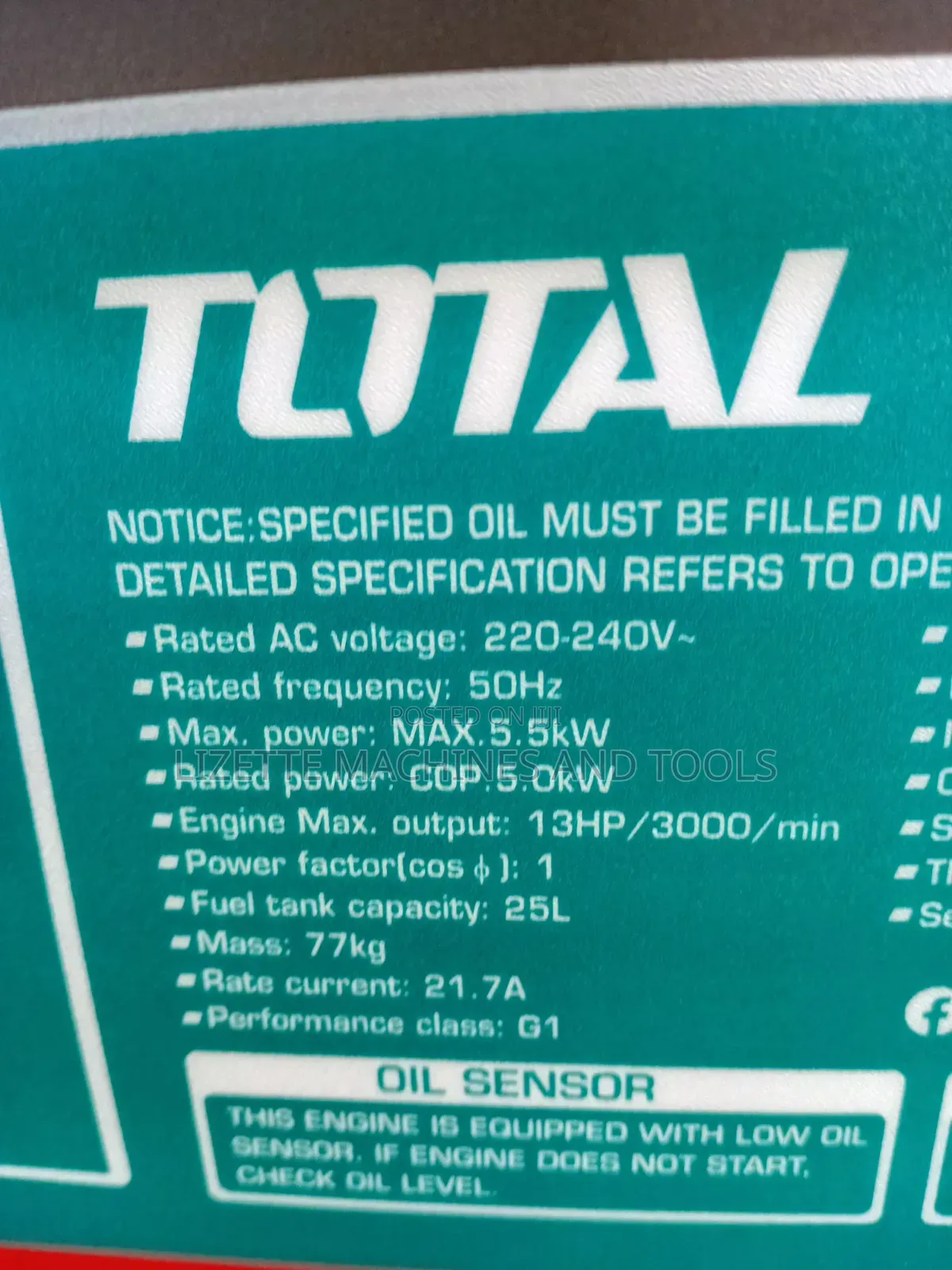 Total 5.5kw Petrol Keystart Generator