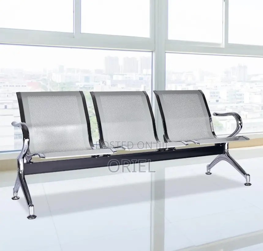 Office Bench : Heavy Duty 3-Link Steel Waiting Bench