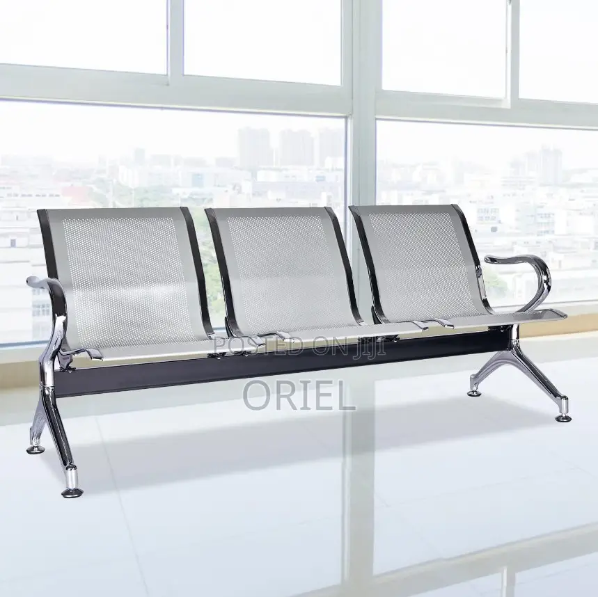Office Bench : Heavy Duty 3-Link Steel Waiting Bench