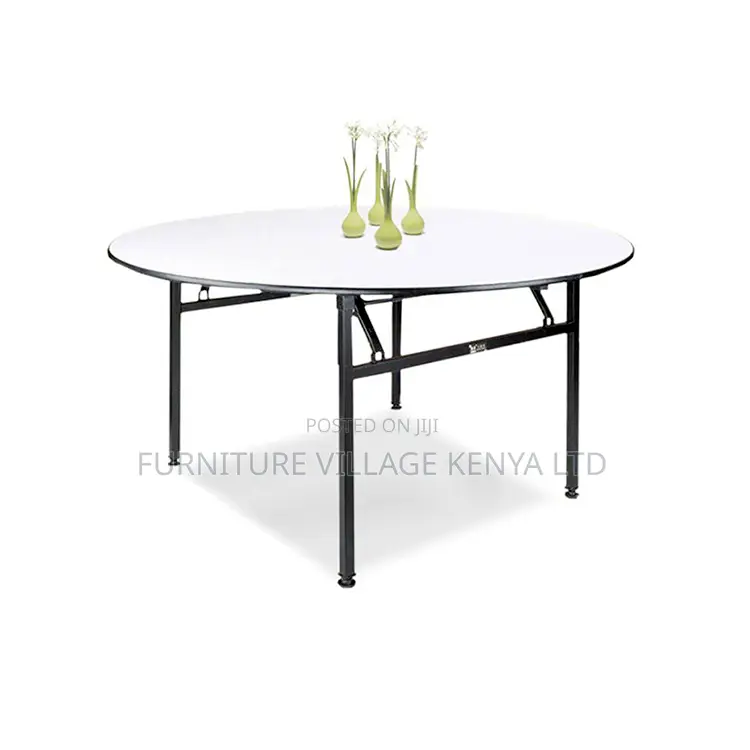 White Round Foldable Hotel Table.