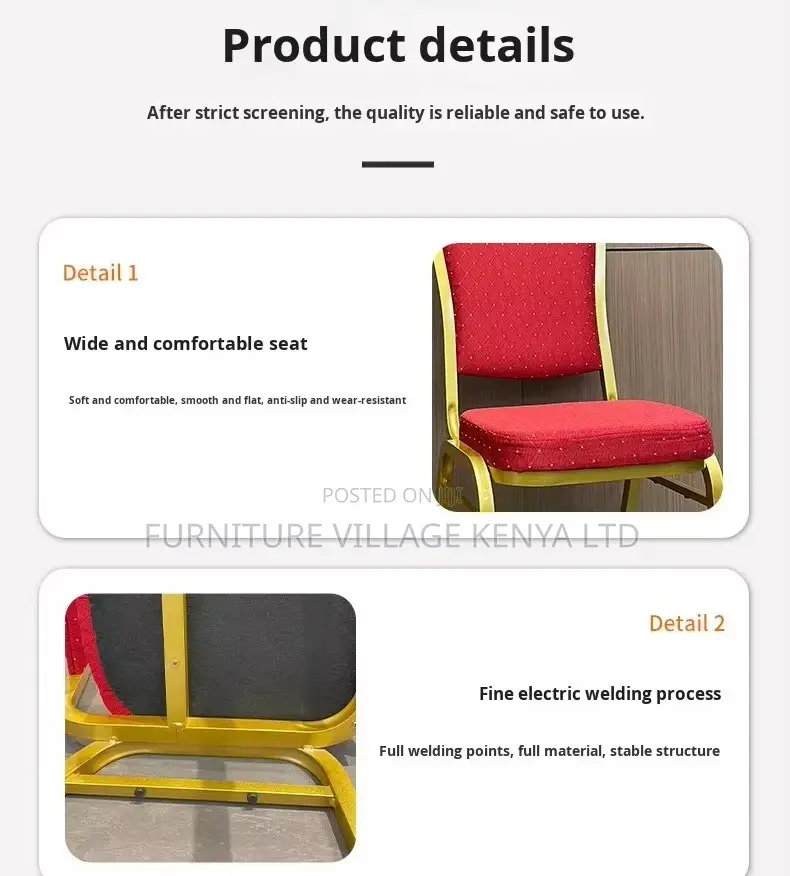 Armless Fabric Banquet Church Chair.