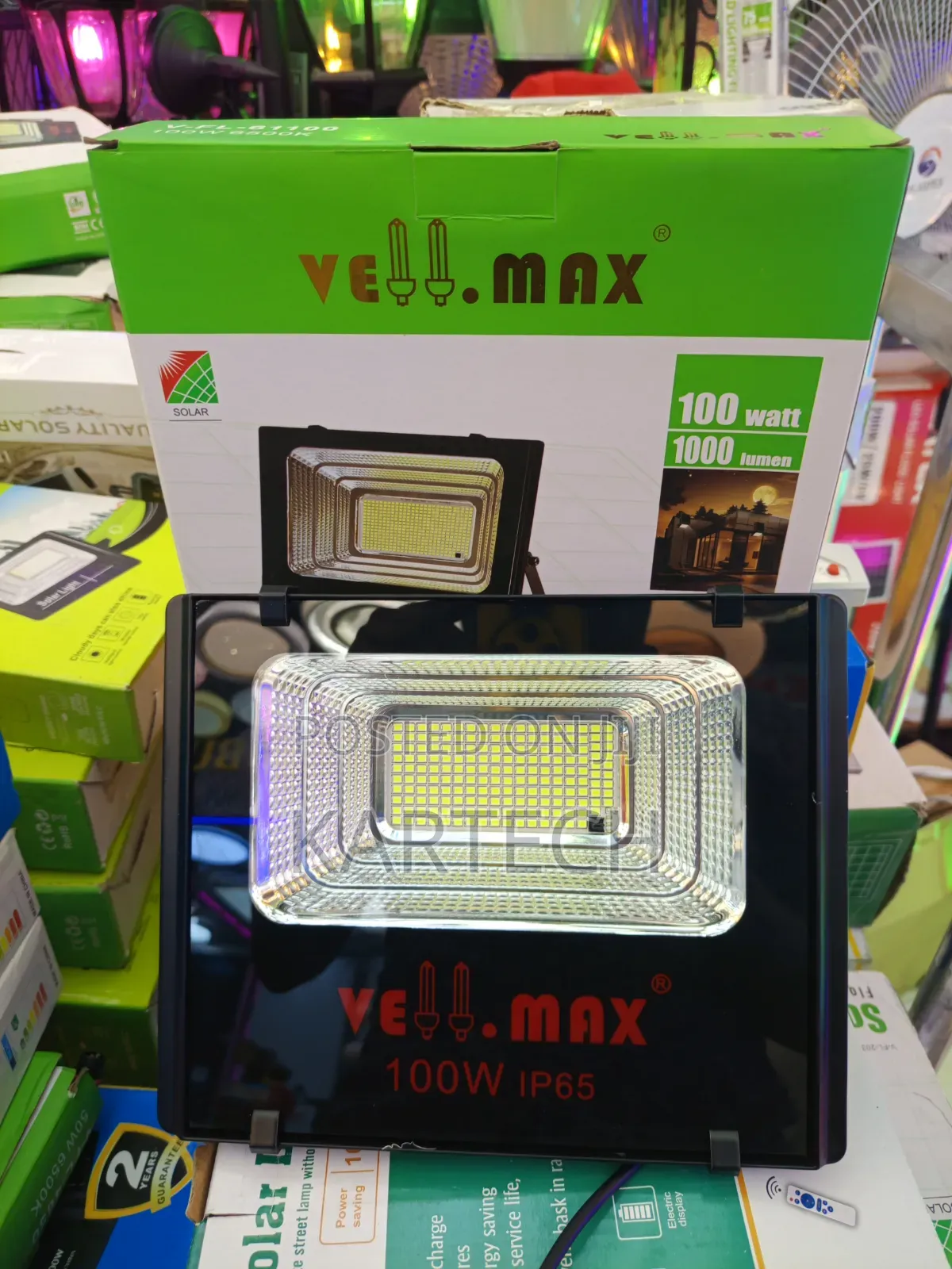 Vellmax 100w Solar Flood Light Ip65 Waterproof Outdoor Security Lamp