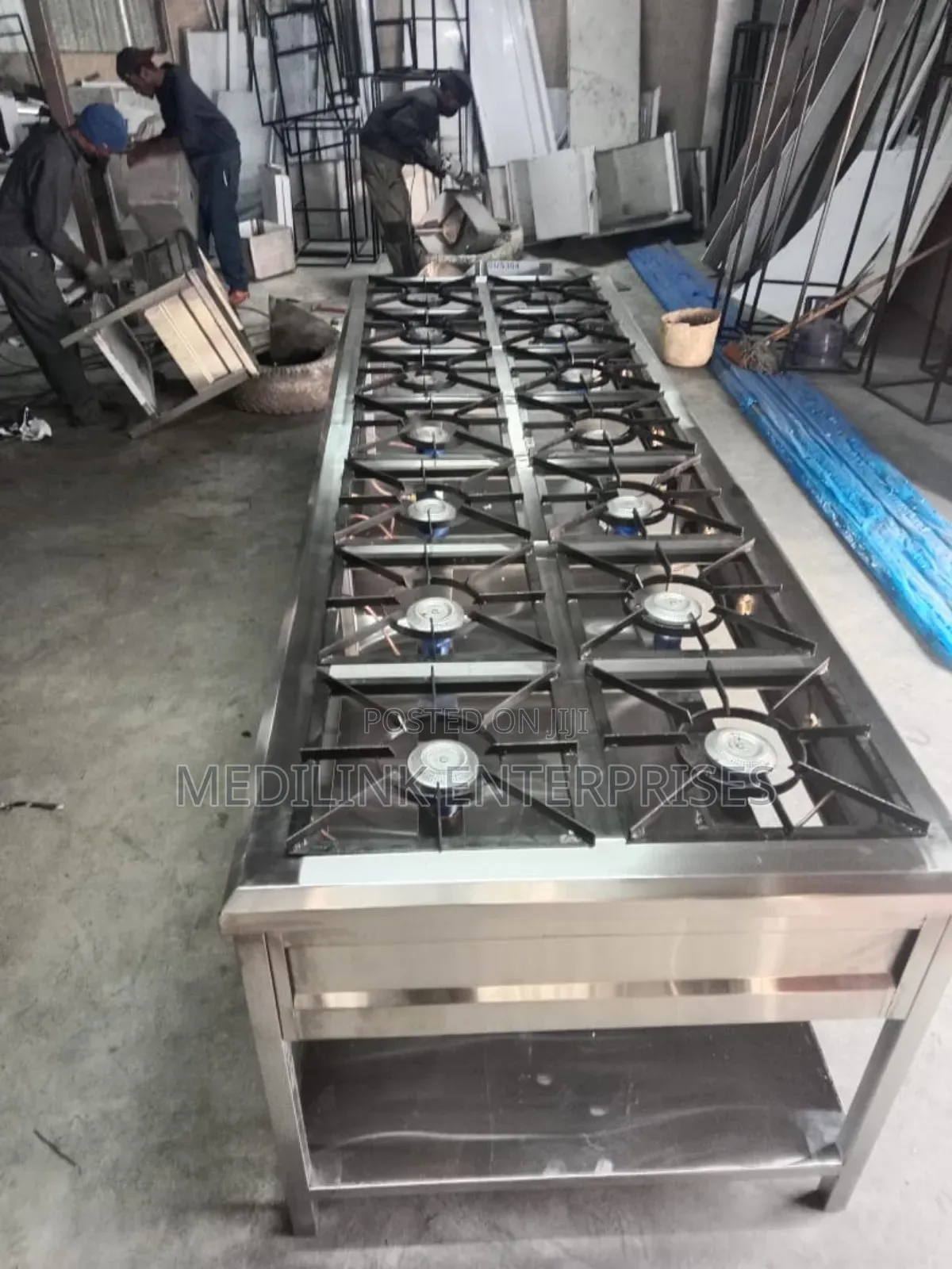 14-Burner High Pressure Stainless Steel Commercial Kitchen Cooker