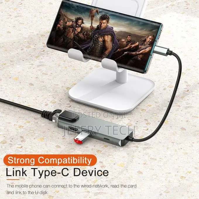 5-in-1 Multiport Hub: Usb Type-C to Hdmi, Rj45 Lan, Pd 3.0/Usb-C, F