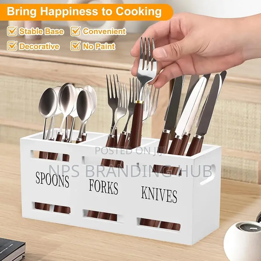 3-compartment Wooden Cutlery Holder (Rt