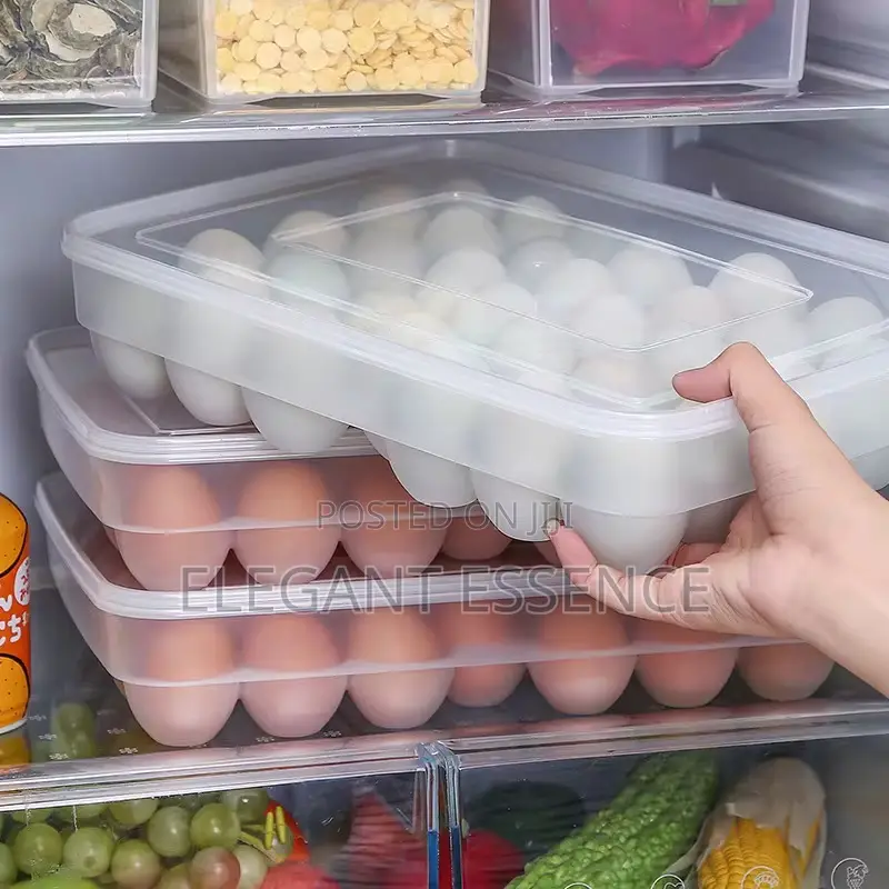 34pc Egg Tray Storage Container With Lid Refrigerator Organizer