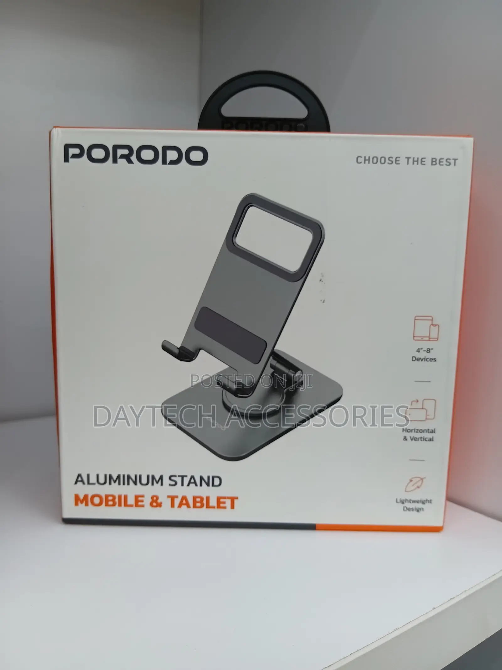 Porodo Aluminum Mobile Tablet Stand in Gray.