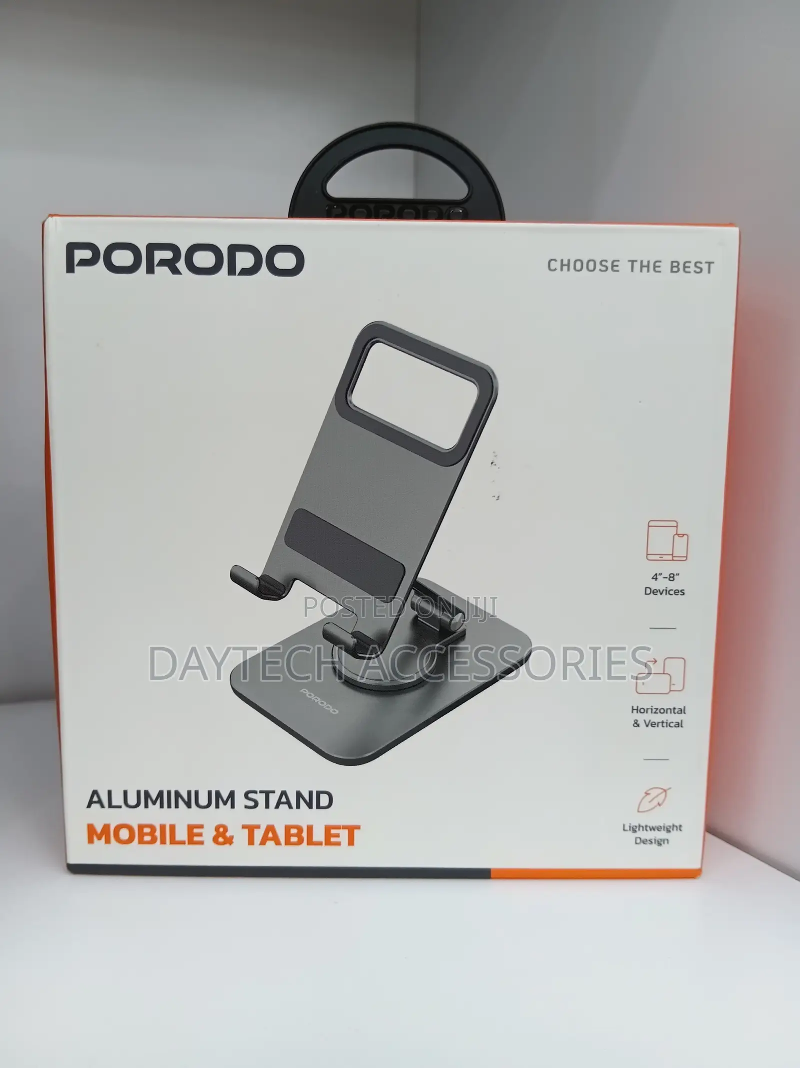 Porodo Aluminum Mobile Tablet Stand in Gray.