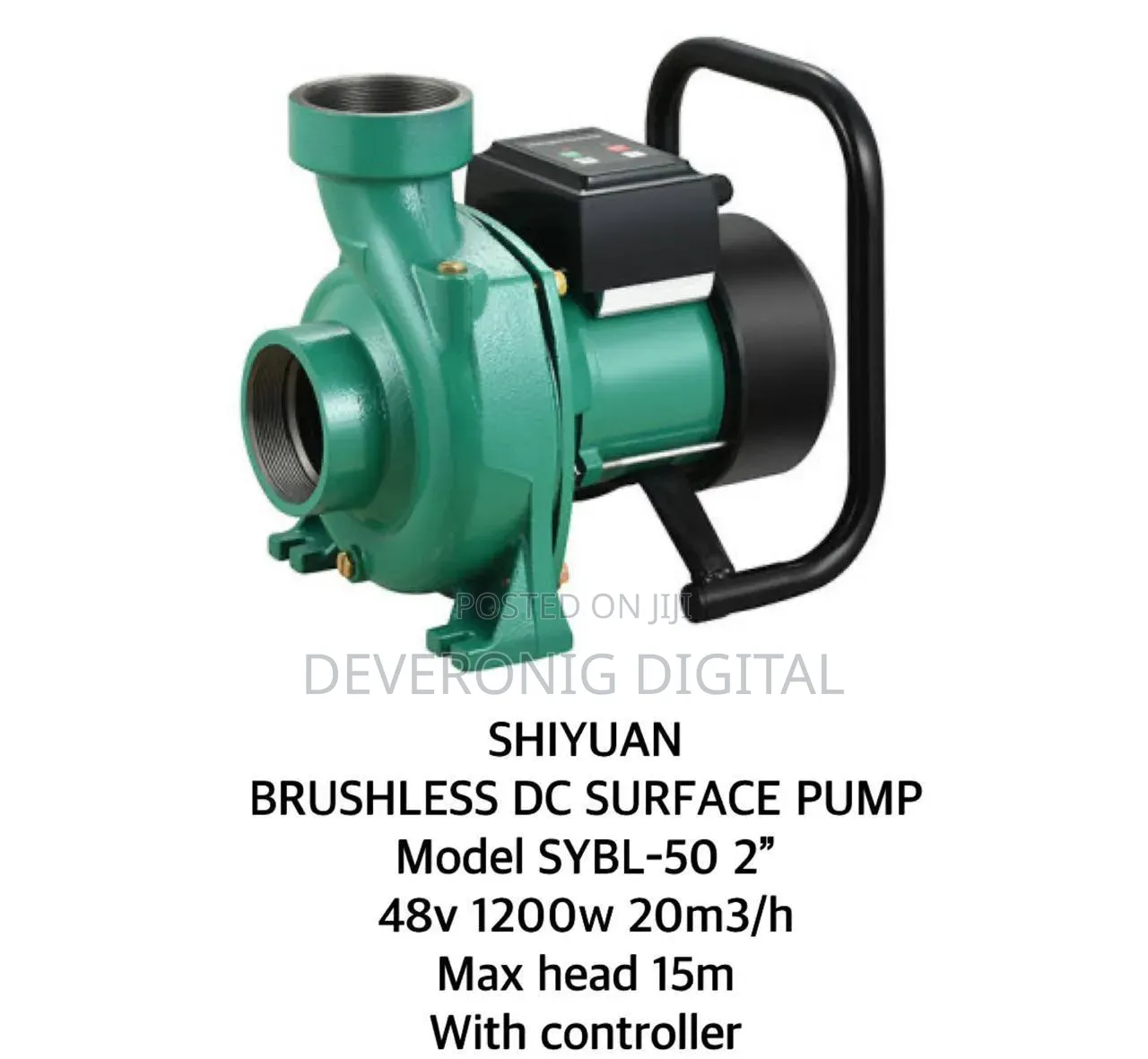 Shiyuan Brushless Dc Surface Pump48v 1200w 20m3/Hmax Head 15m