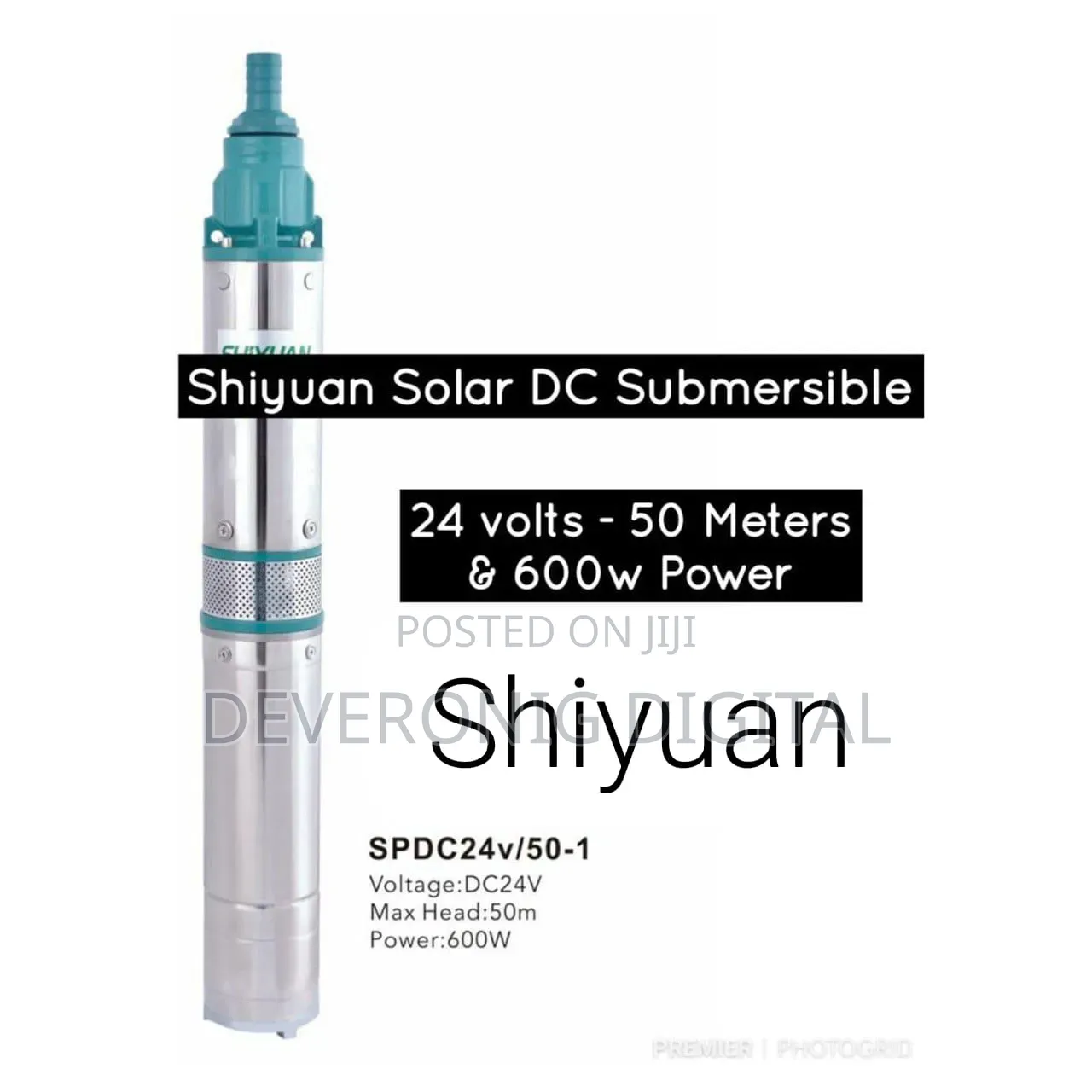 Shiyuan Solar Dc Submersible Water Pump 24volts 50meters 600w