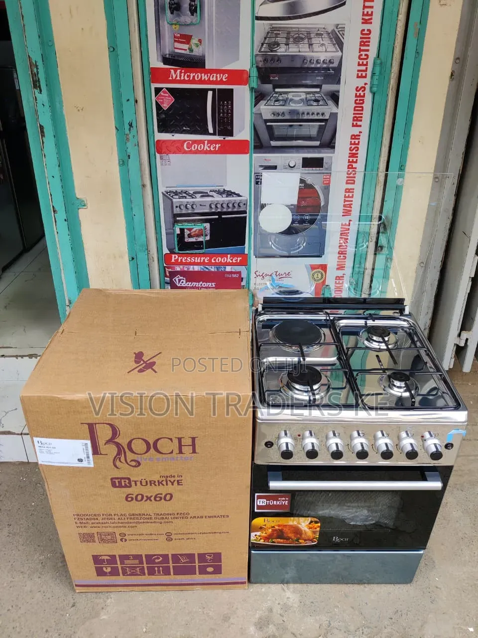 Roch 60*60cm 3g+1e Standing Cooker With Electric Oven Timer Silver