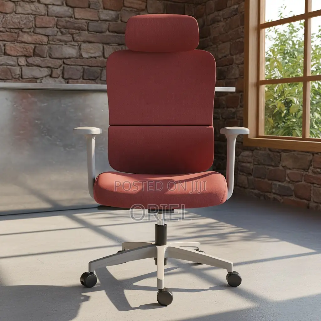 Office Chair : Orange High-Back Orthopedic Chair