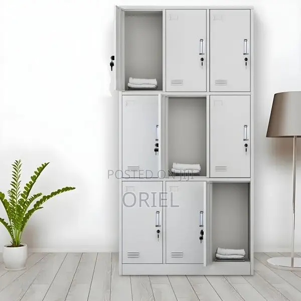 Office Cabinet : 9 Locker Steel Office Storage Cabinet.