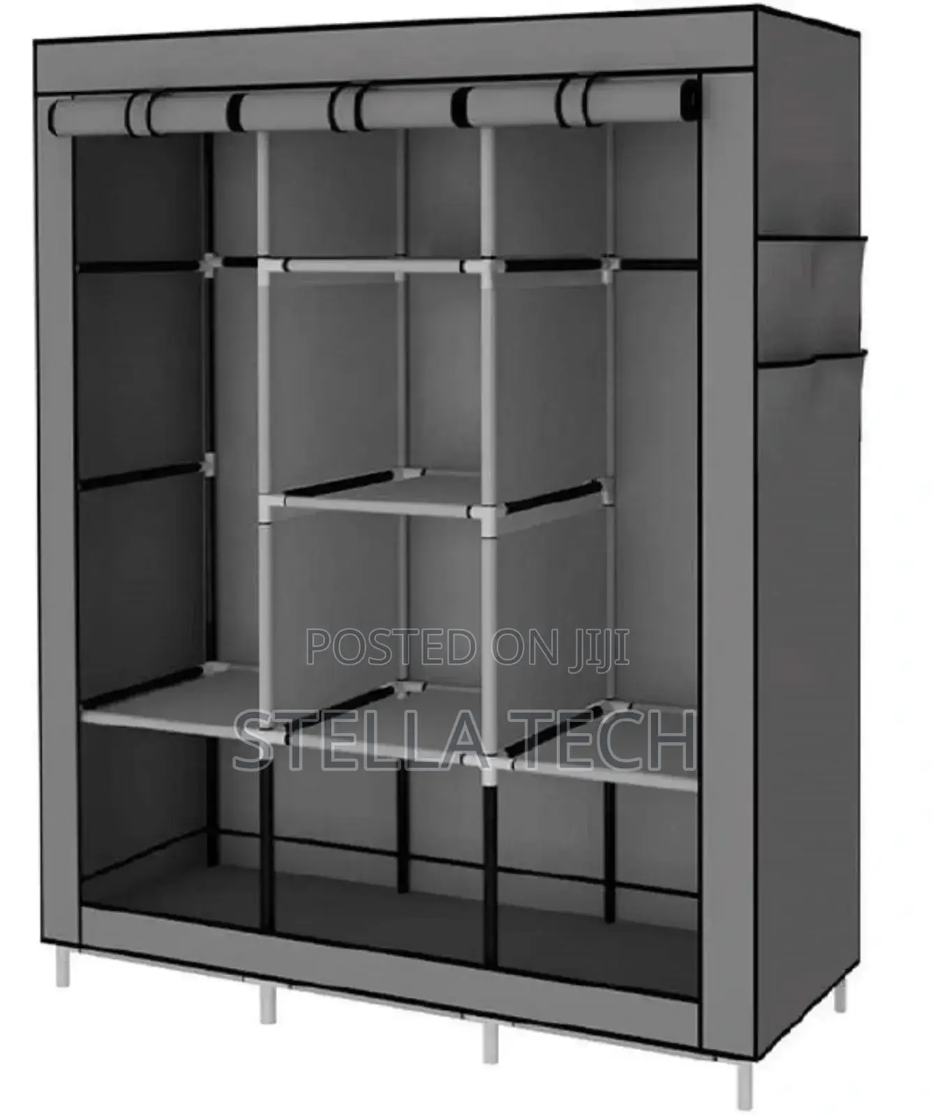 3-Column Portable Metallic Wardrobe