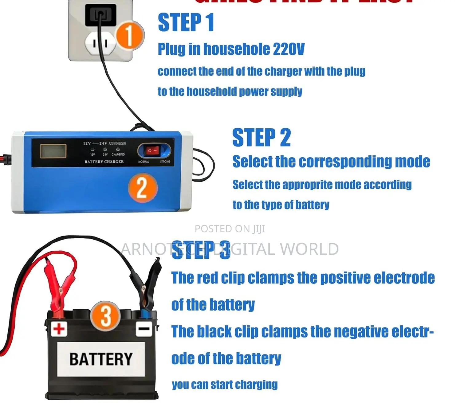 12v 24v 10a Battery Charger Smart Fast Charging