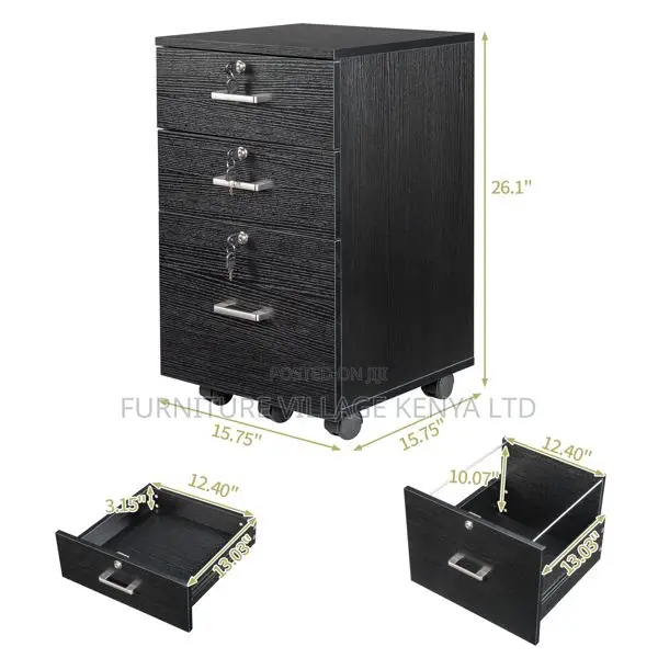 Pedestal 3-Drawer Wooden Cabinet.