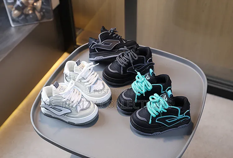 Trendy Kids' Sneakers – Available in White, Black Black/Turquoise