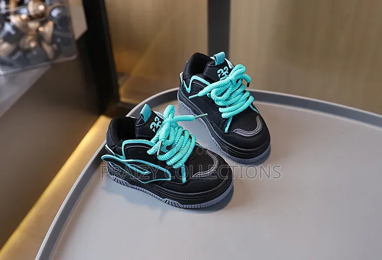 Trendy Kids' Sneakers – Available in White, Black Black/Turquoise