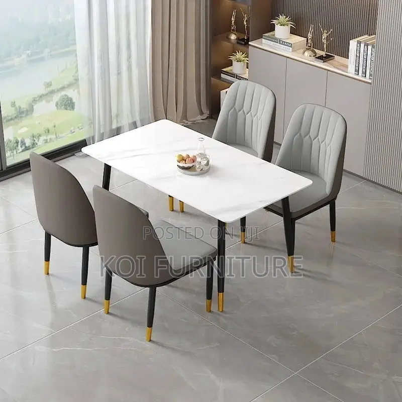 Dining Set; Four Seaters Marble Dining Set