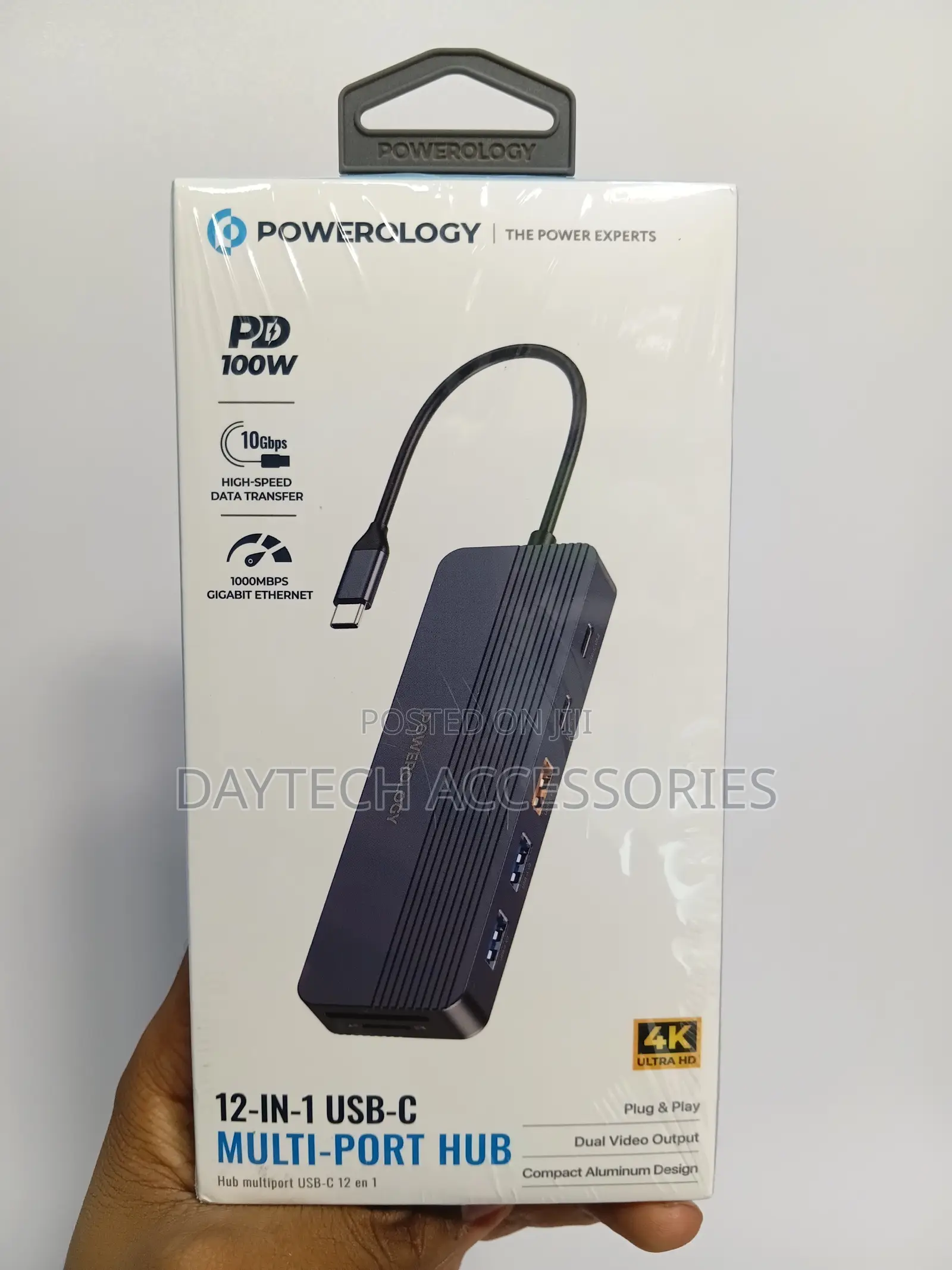 Powerology Pd 100w 12-in-1 Usb-C Hub Hdmi Dp Output - Grey