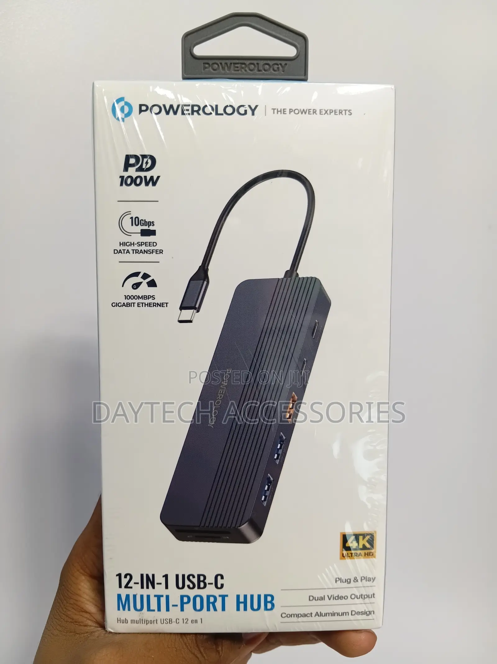 Powerology Pd 100w 12-in-1 Usb-C Hub Hdmi Dp Output - Grey