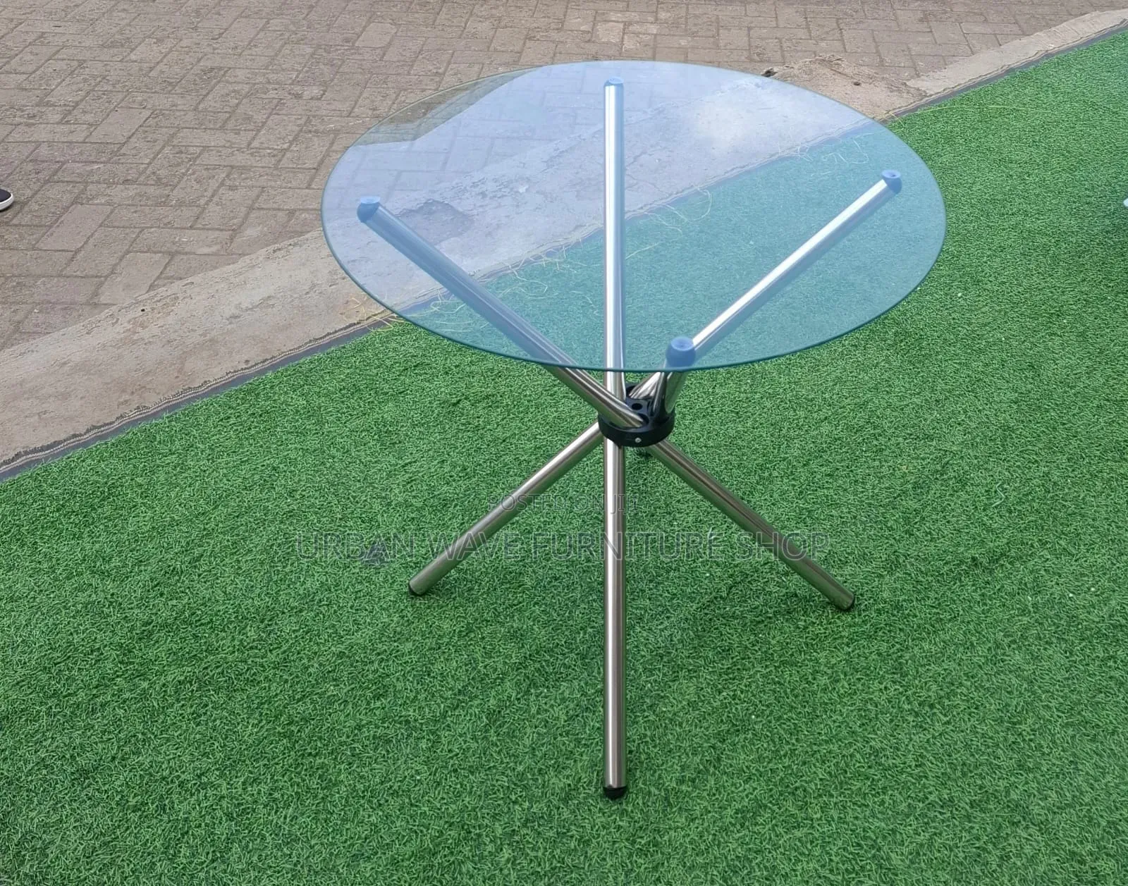 Clear Glass, Silver Stands Coffee Table