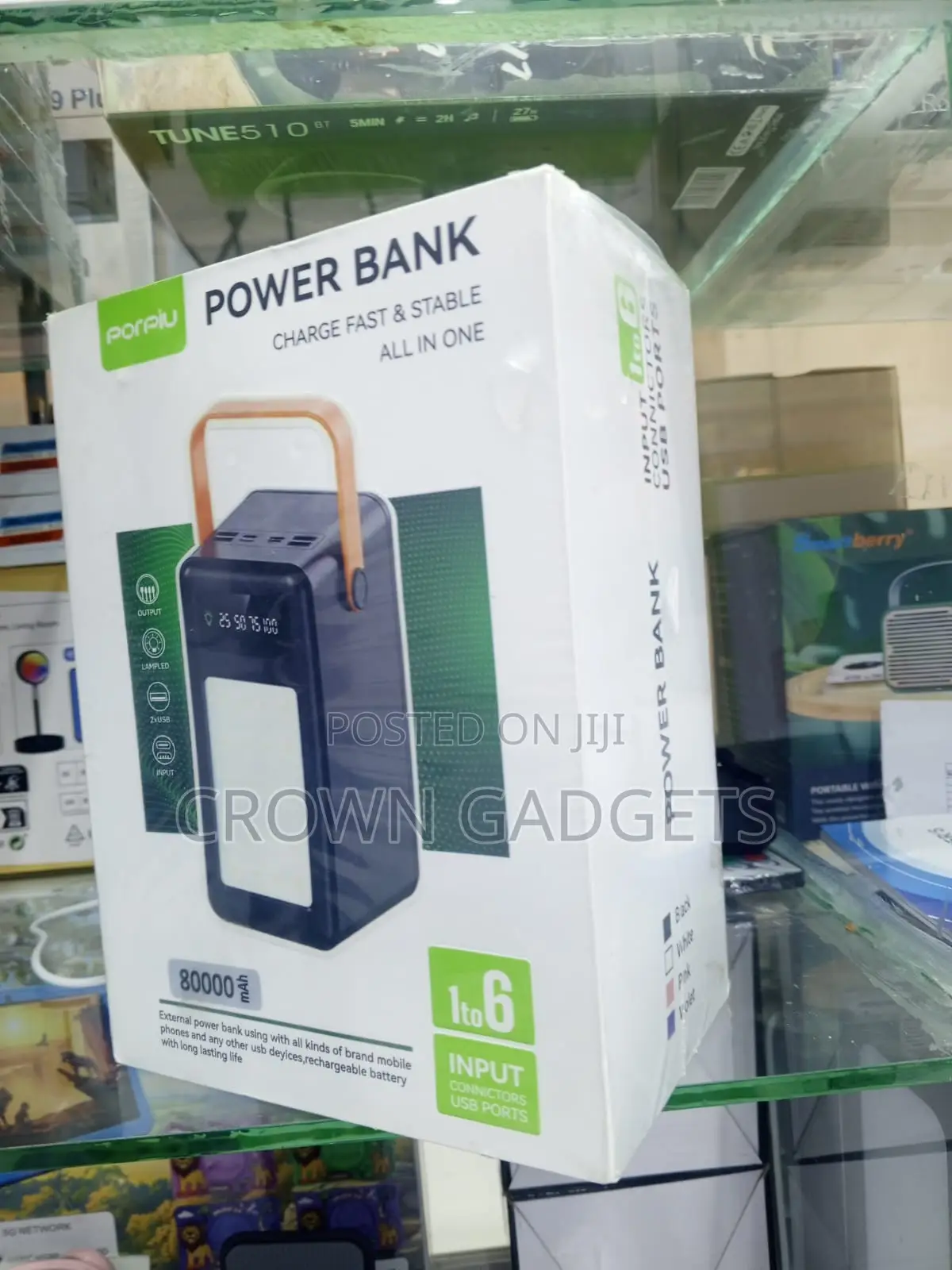 Porpiu High Capacity 80000mah Power Bank 6 Device Charging