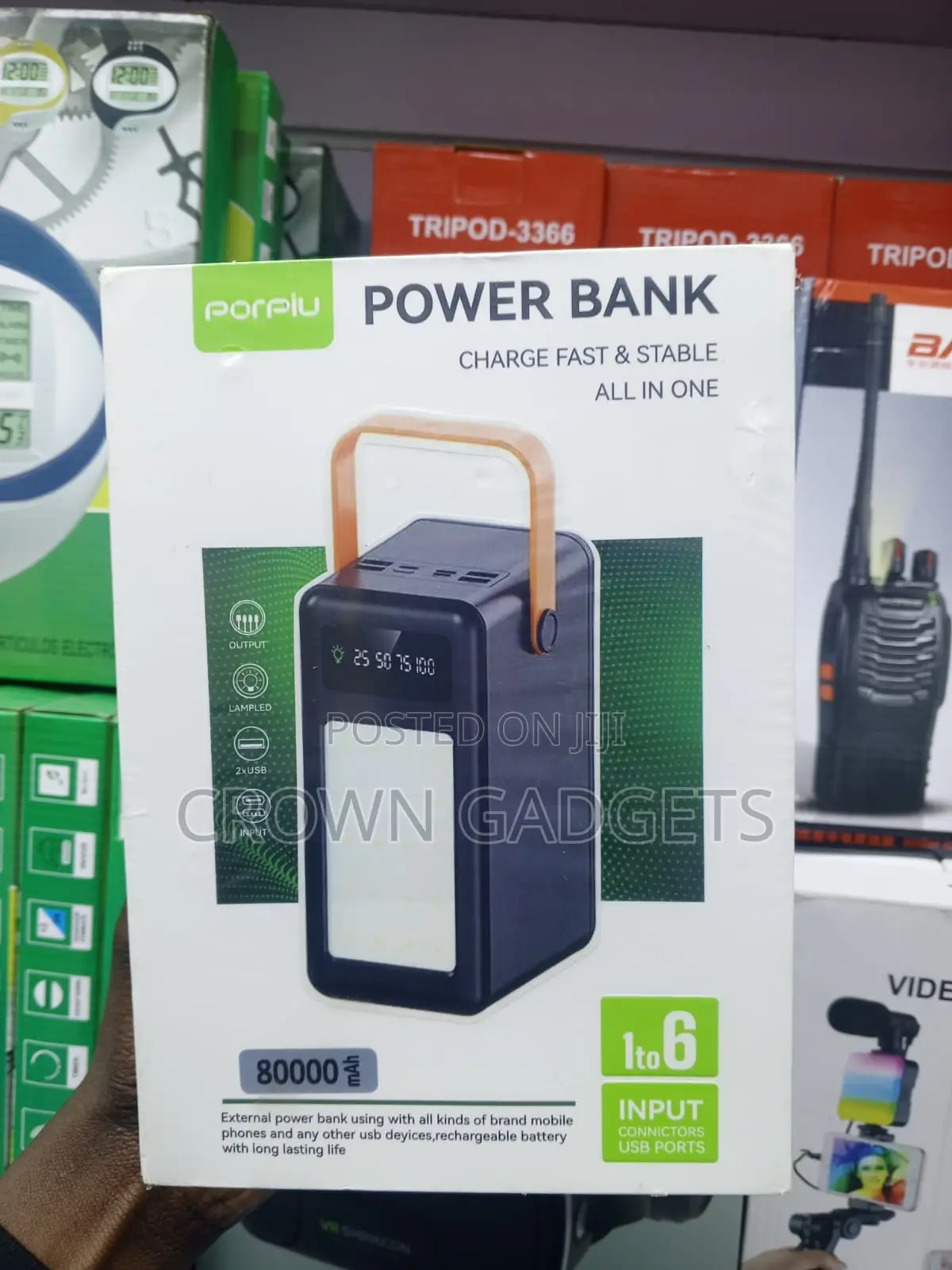 Porpiu High Capacity 80000mah Power Bank 6 Device Charging