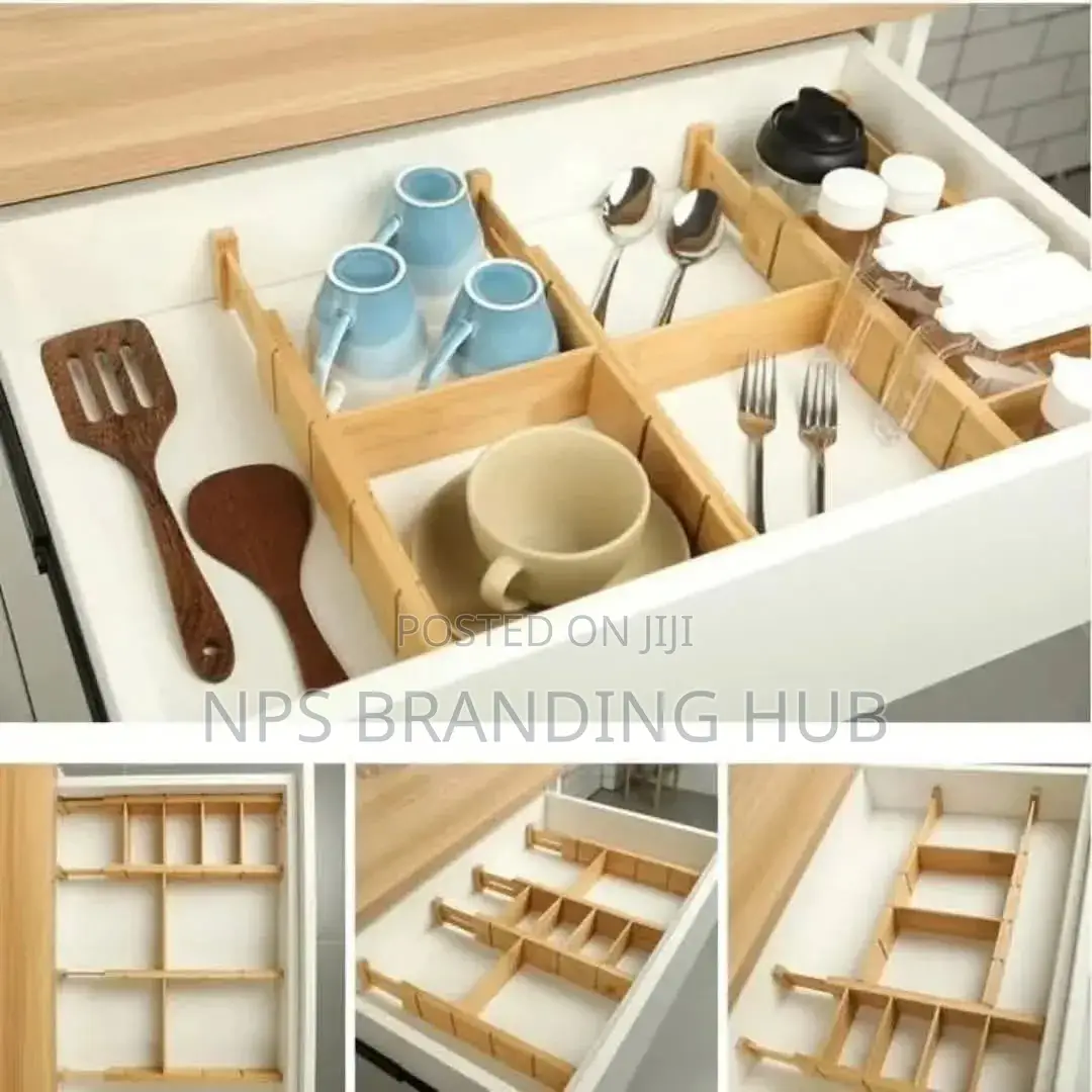4pcs Set Bamboo Drawer Divider With Inserts(Gra.T