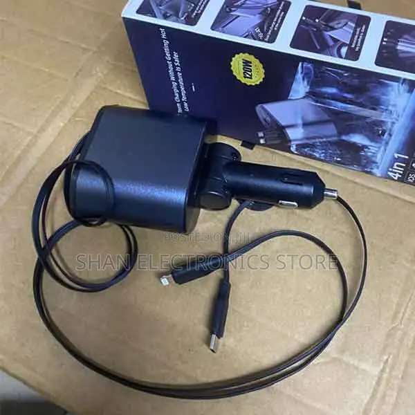 120w Output 4-in-1 Design Powerful Retractable Car Charger