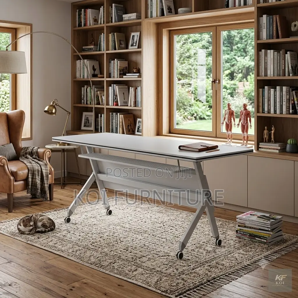Office Desk; Koi 120cm Movable Foldable Table