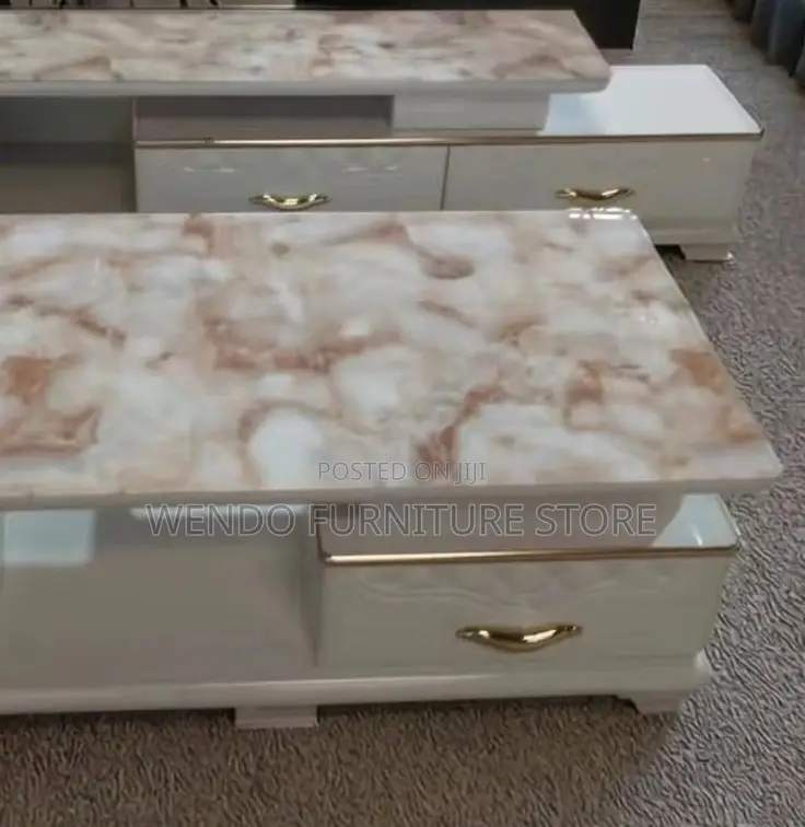 Coffee Table; Marble Coffee Table With Storage