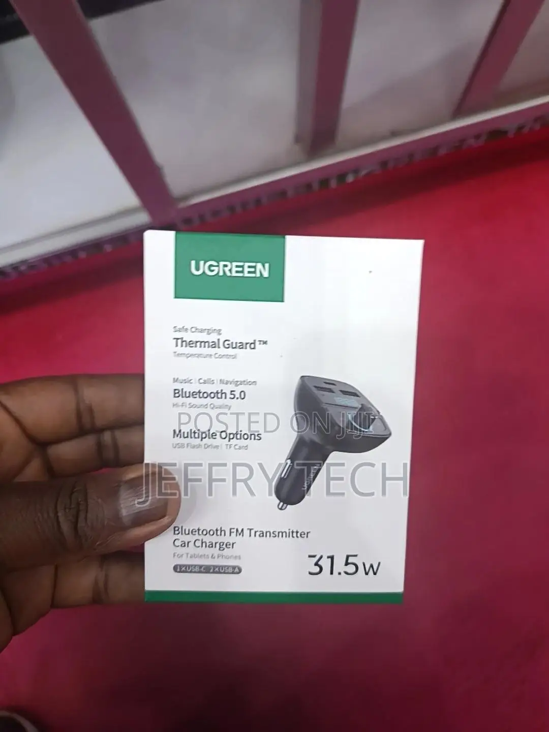 Ugreen 31.5w Bluetooth Fm Transmitter Features Multiple Ports And Blue