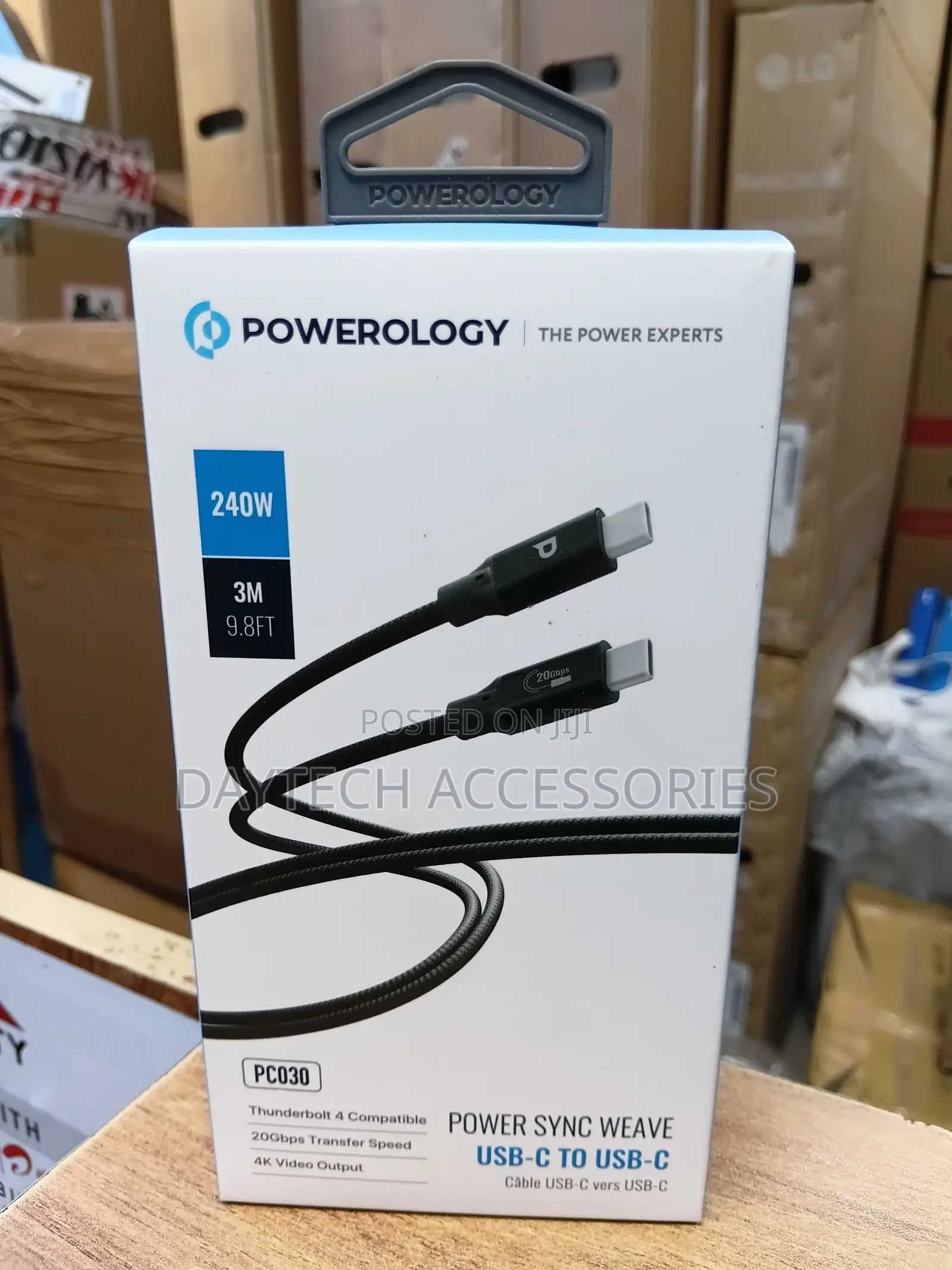 Powerology Power Sync Weave 240w Usb-C to Usb-C 3m Cable