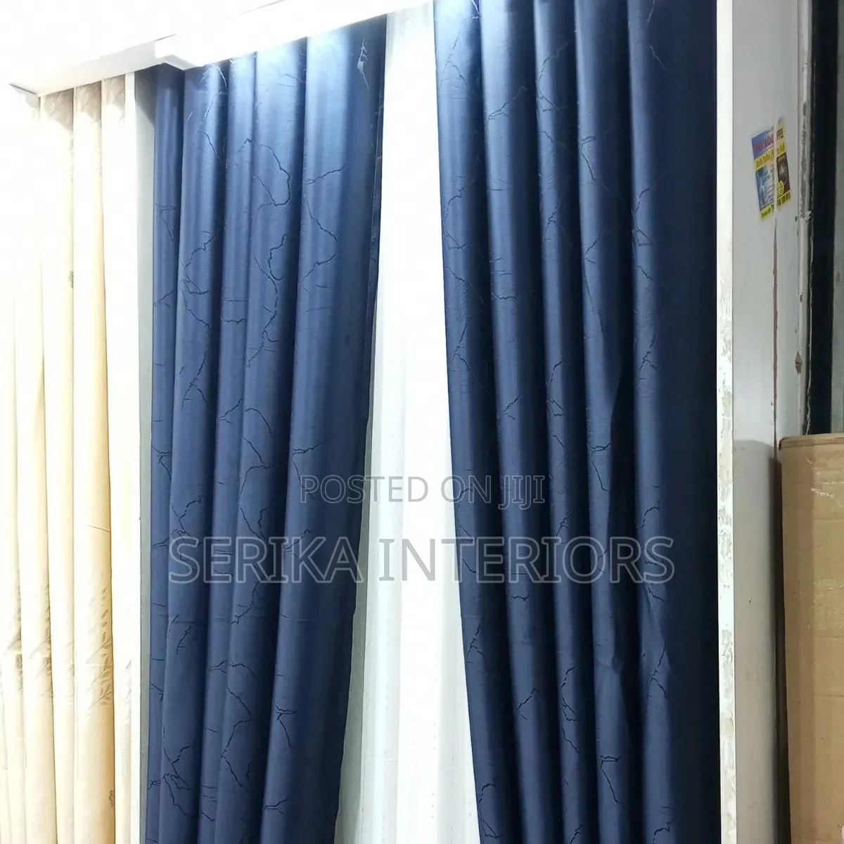 Dark Blue Block Out Curtains Curtains Environmental Friendly Roberts