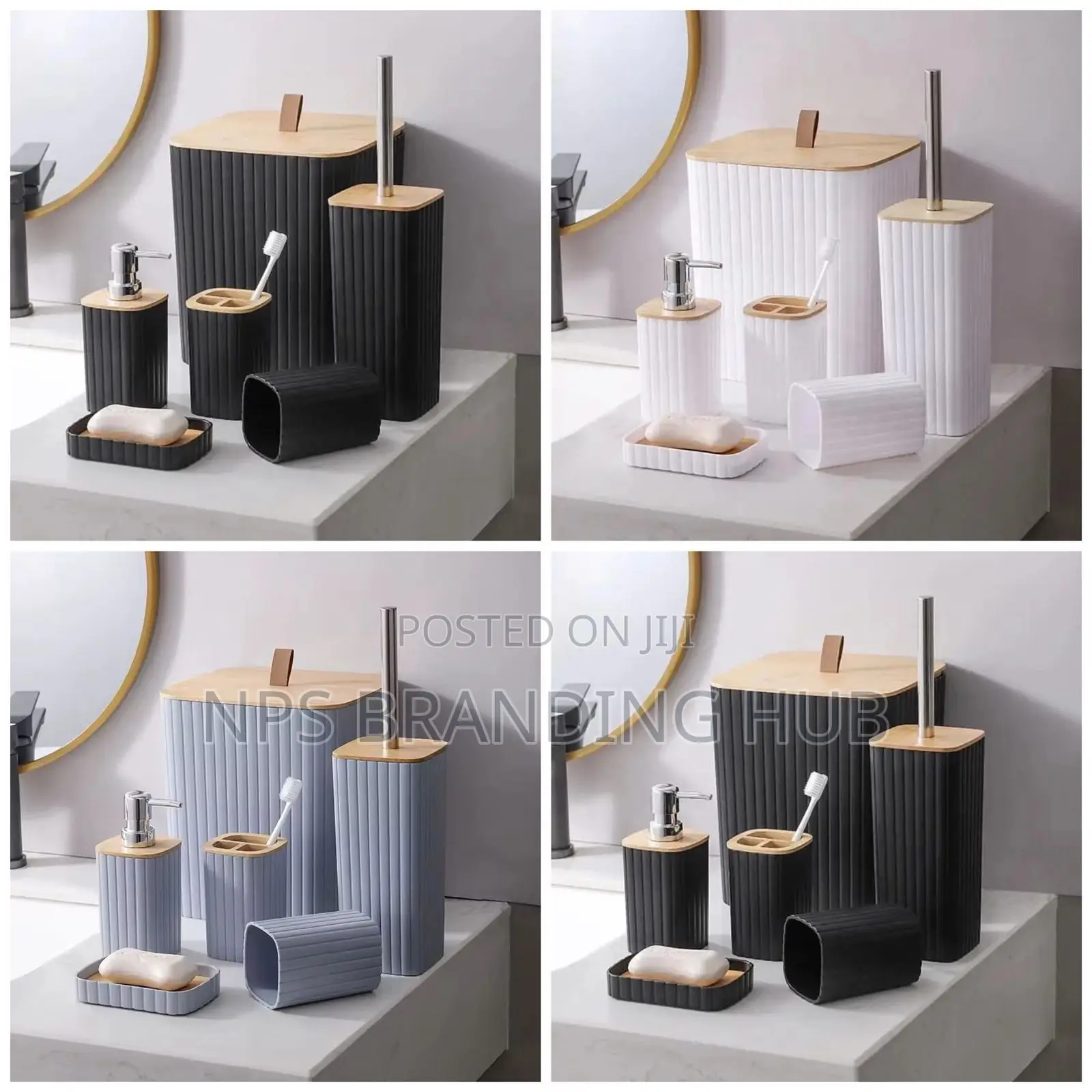 6 in Luxury Bathroom Accessories Set With Bamboo Lid(Cn