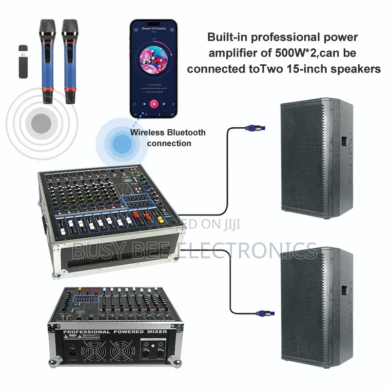 Portable Mixer Designed With Carrying Case Professional Sound System
