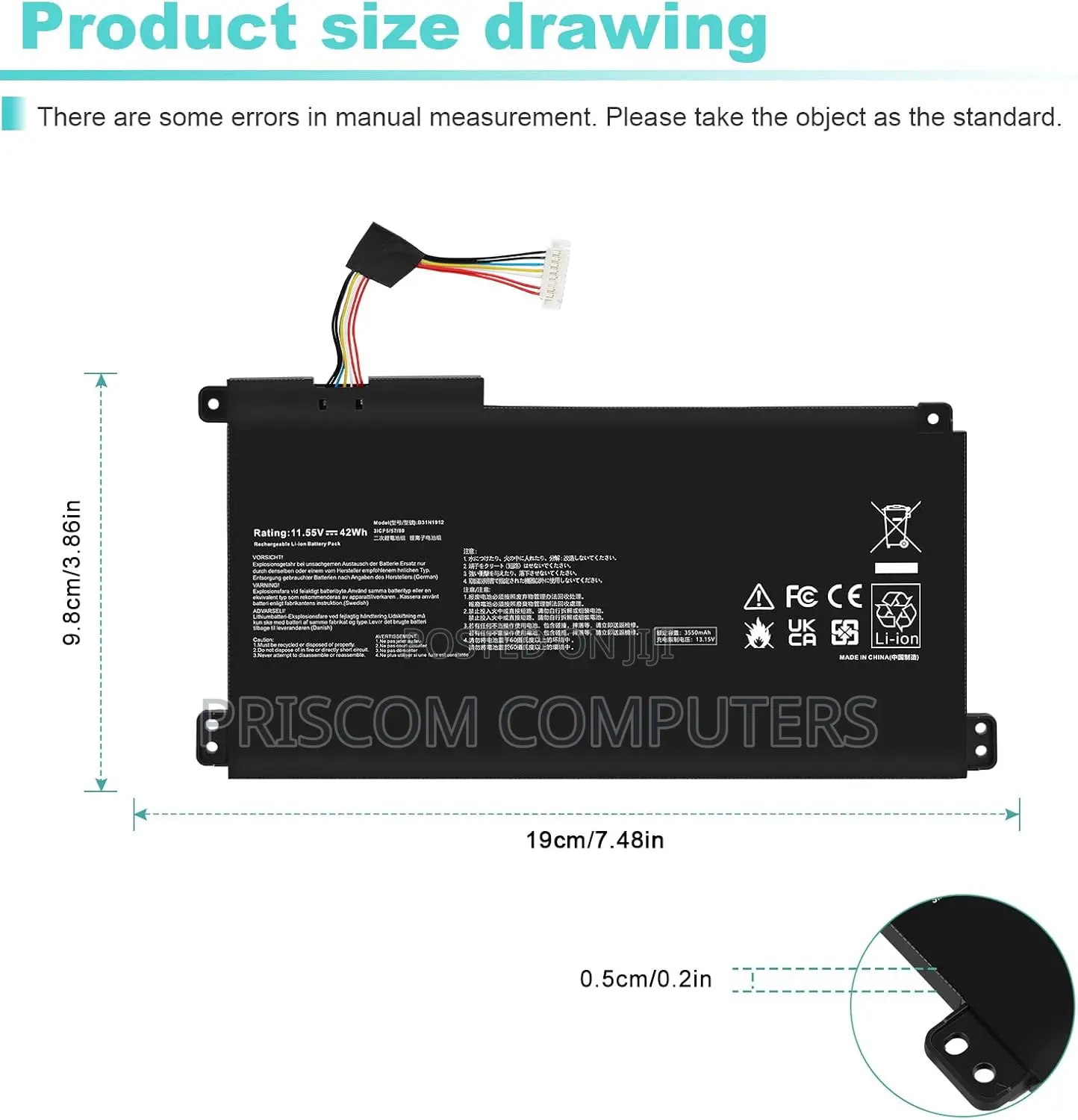 Laptop Battery for Asus Vivobook 14 E410m E410ma L410m L410ma E410ka