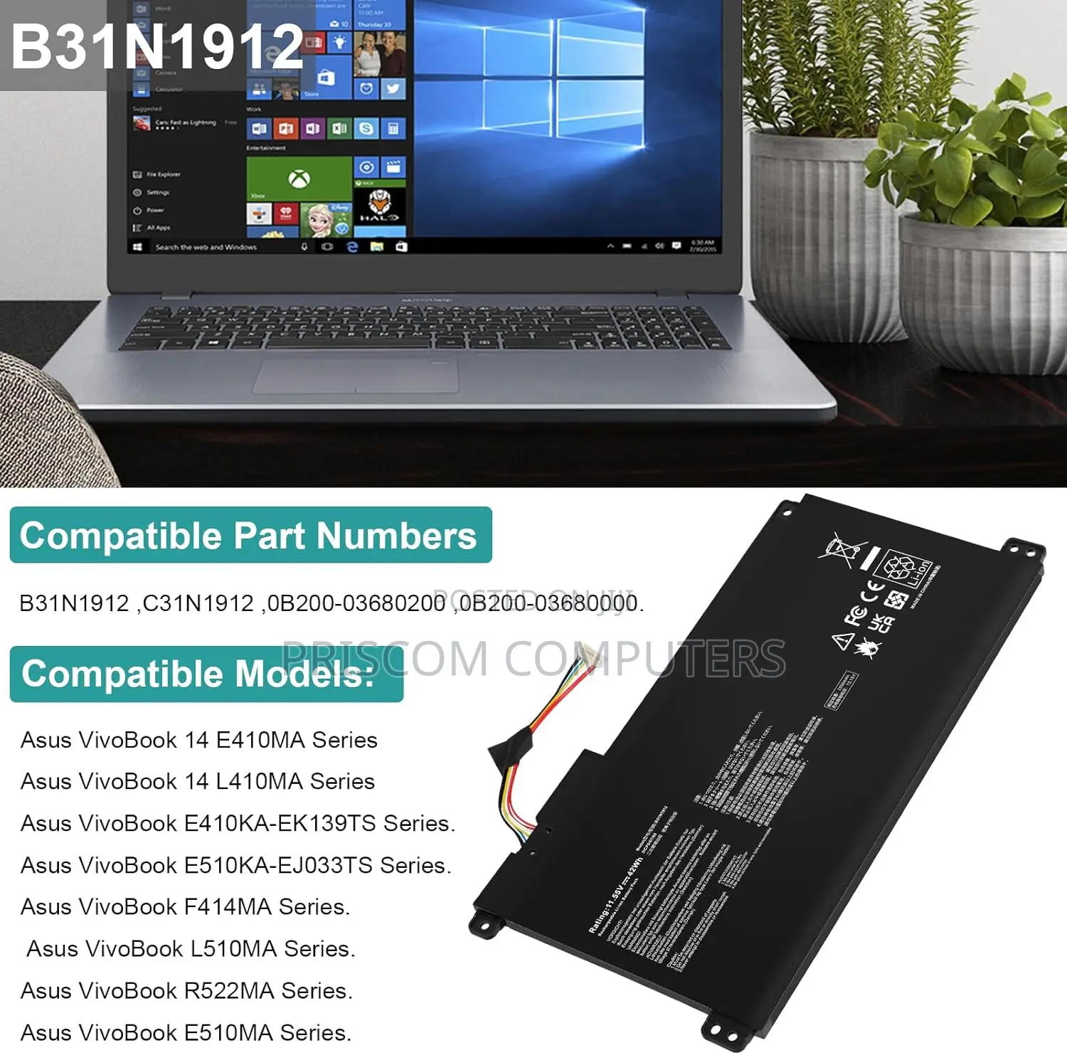 Asus Vivobook 14 E410m E410ma L410m L410ma Laptop Battery