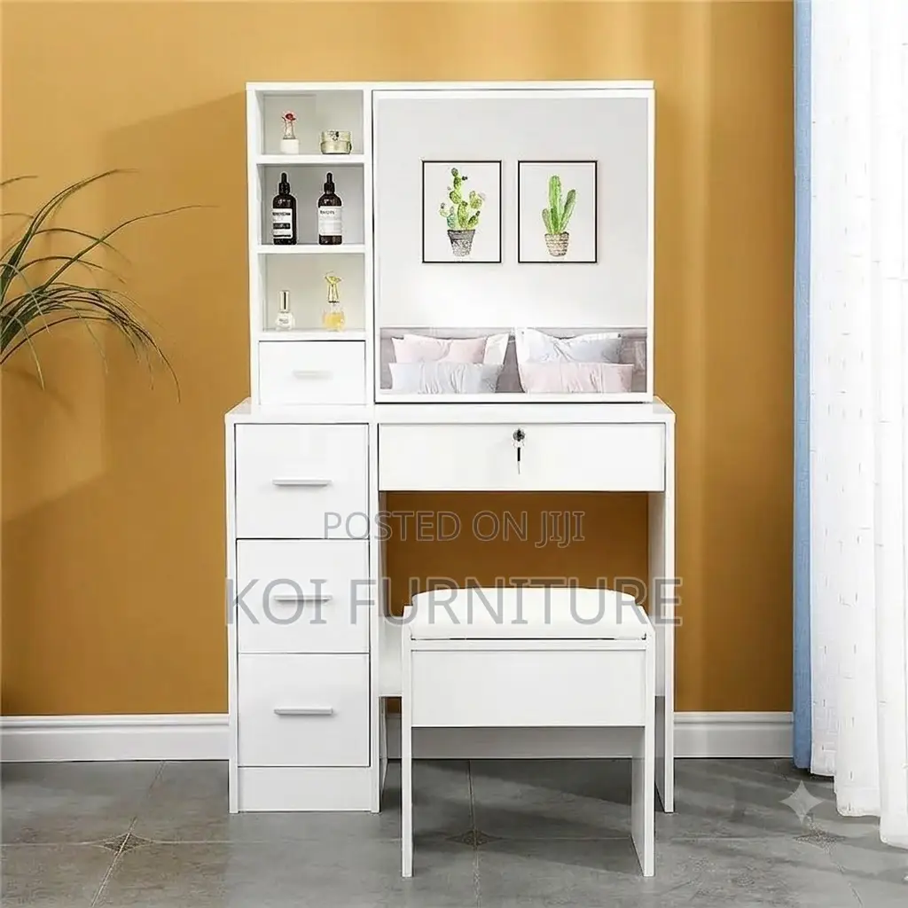 Dressers; Luxue White Dressing Vanity Table Set