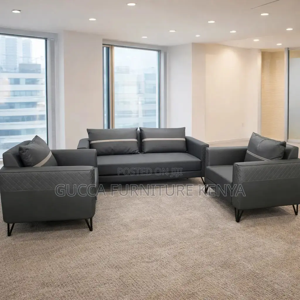 5-Seater Black Guest Sofa Set