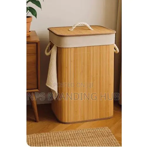 Bamboo Wooden Laundry Basket With Lid (Hbc